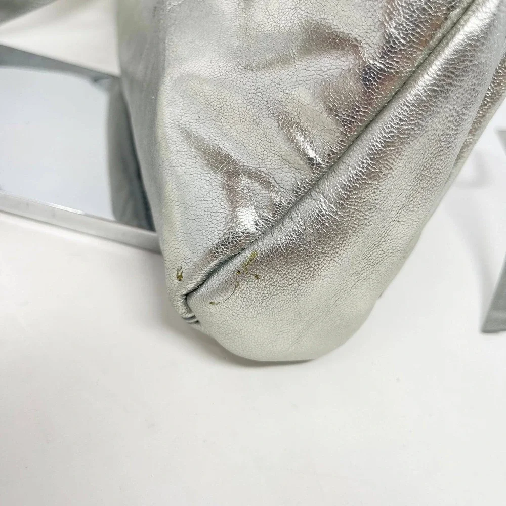 Lucky Brand Koda Crossbody Silver Metallic Topanga Leather Flashy Shiny Party - Picture 8 of 15